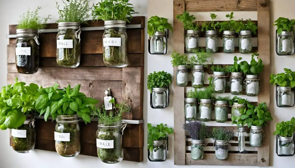 10 Creative DIY Indoor Herb Garden Ideas - Wall-mounted Herb Garden with Mason Jars