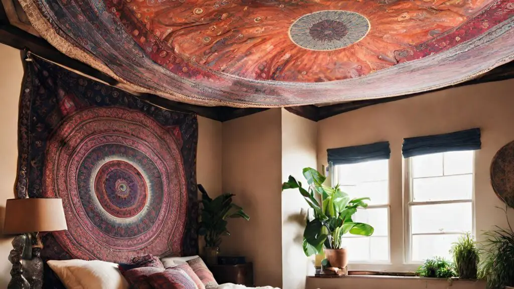Boho Tapestry Ceiling Boho Style Bedroom
