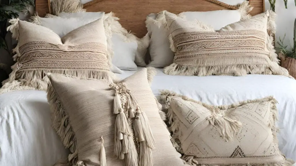 Fringe Throw Pillows Boho Style Bedroom