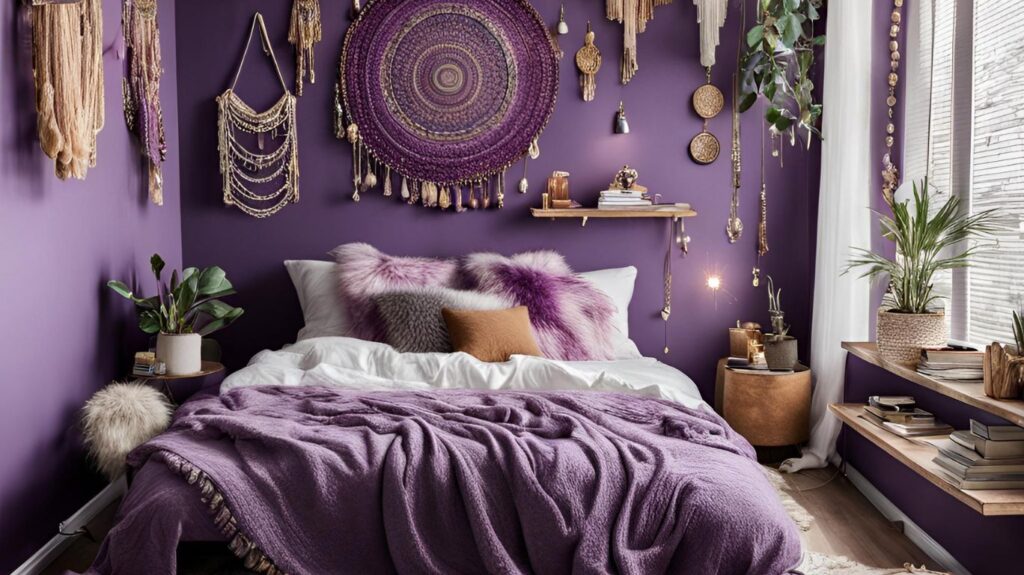 Top Modern Purple Boho Bedroom Decoration Ideas