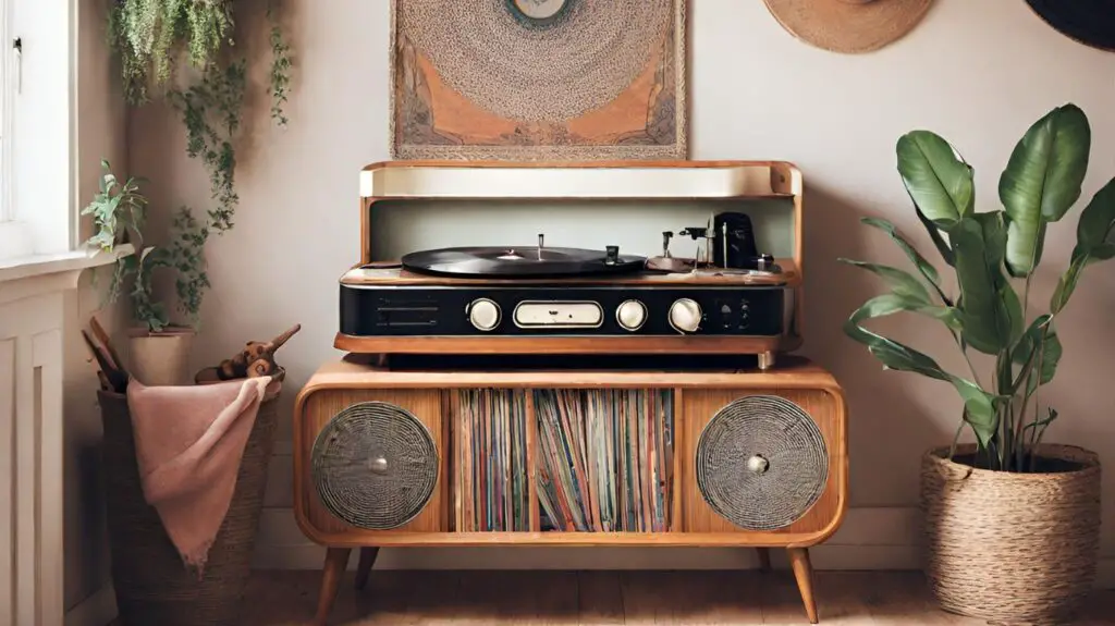 Vintage Record Player  Boho Style Bedroom
