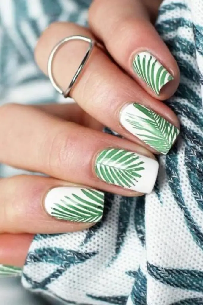 Tropical Leaf Patterns Summer Nails