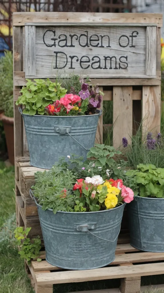 Metal Bucket Planters