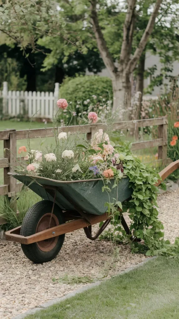 Wooden Wheelbarrow Planters