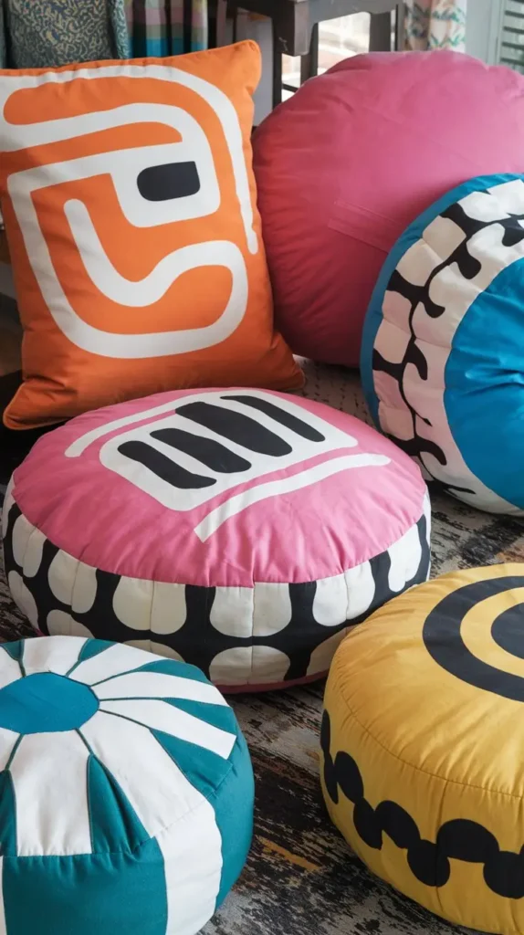 Use Oversized Pillows and Poufs