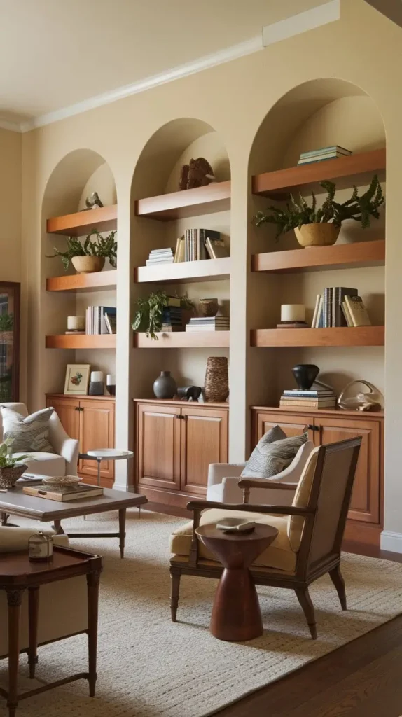 Arched Built-In Shelves for a Classic Look