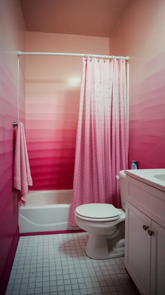 Ombre Pink Bathroom Walls