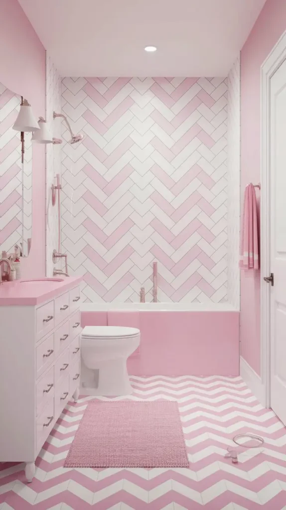 Pink and White Chevron Pattern