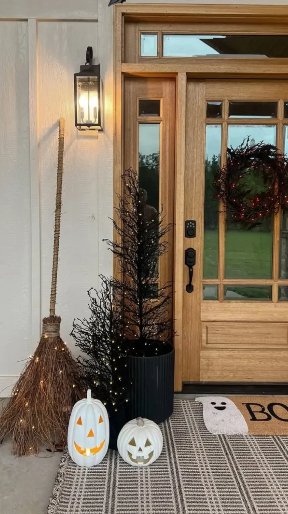 Halloween Front Porch Decor Witch’s Broom Parking Halloween Front Porch Decor Witch’s Broom Parking