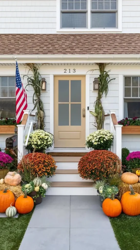 Hay Bales and Cornstalk fall porch decor Hay Bales and Cornstalk fall porch decor