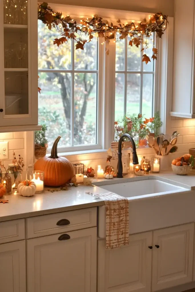 string fairy lights Fall Kitchen Decor