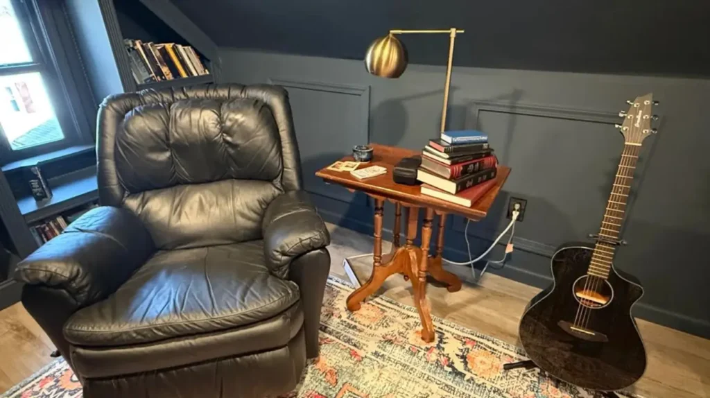 Dark Academia Office Leather Accents