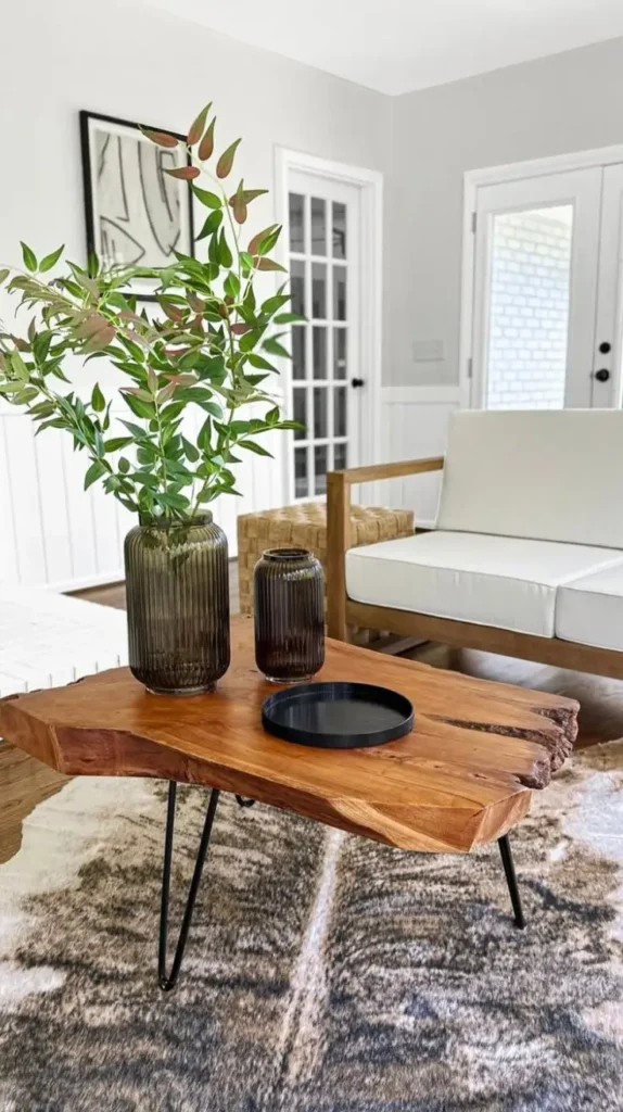 Earthy Cottage Home Decor raw-edge coffee table