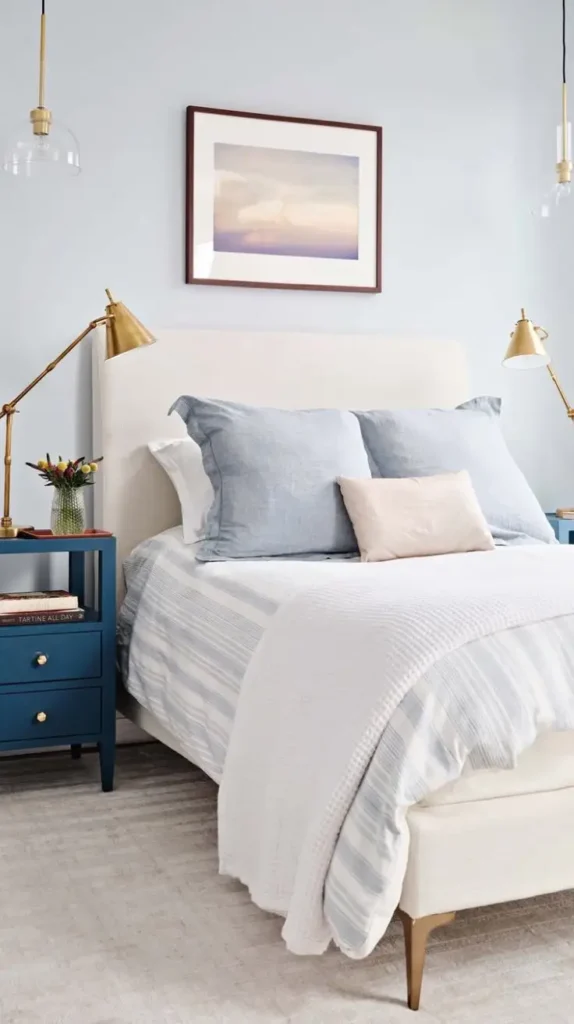 Soft Blue and Cream Bedroom