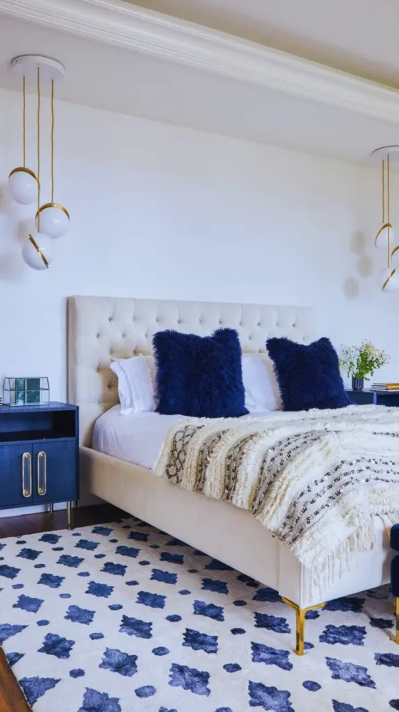 White and Blue Bedroom Color
