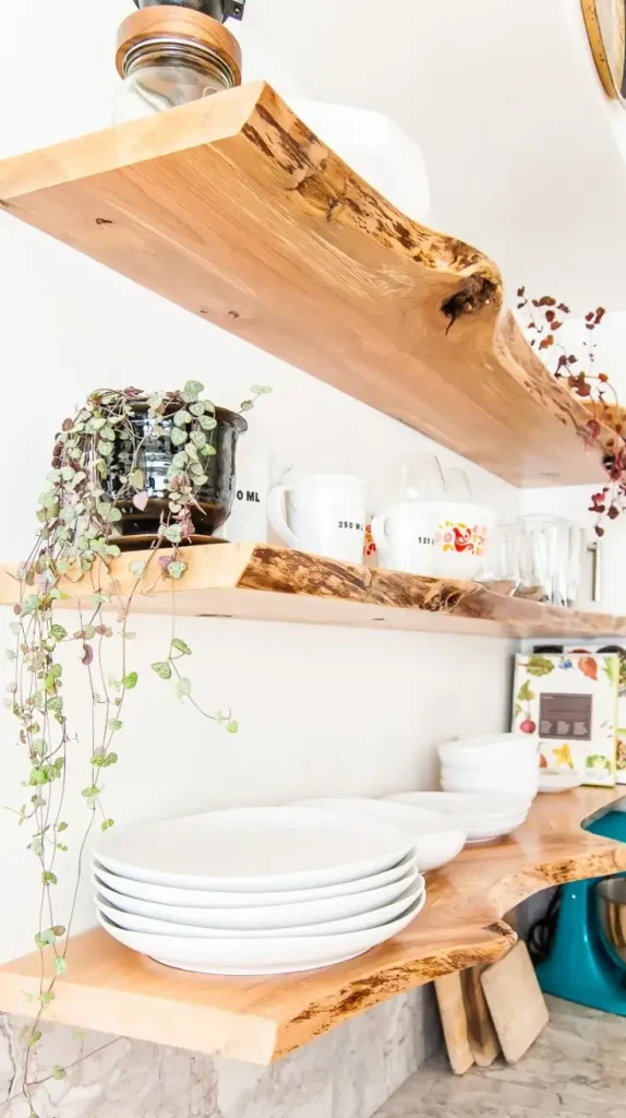 earthy cottage home decor Open Shelving