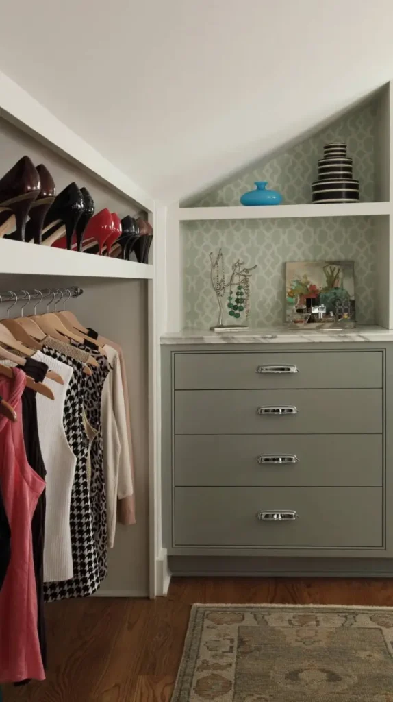walk-in slanted ceiling closet