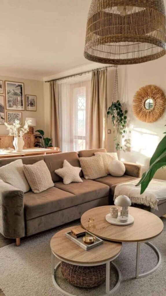 Bohemian-Inspired Brown and Beige Living Room Bohemian-Inspired Brown and Beige Living Room