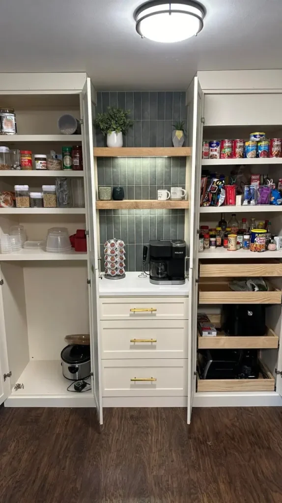 Coffee Bar in a Pantry Closet Coffee Bar in a Pantry Closet