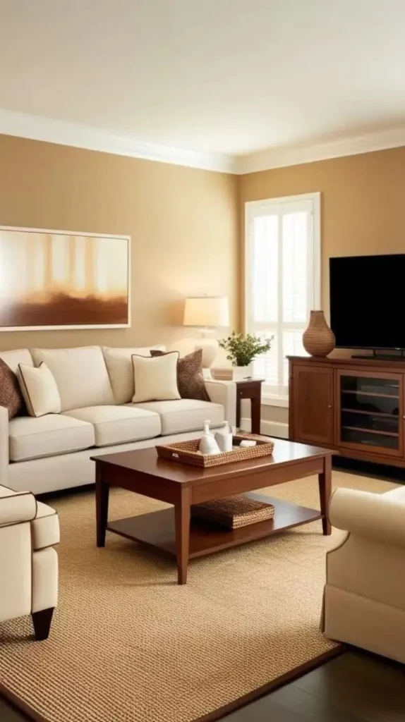 Contemporary Brown and Beige Living Room Contemporary Brown and Beige Living Room