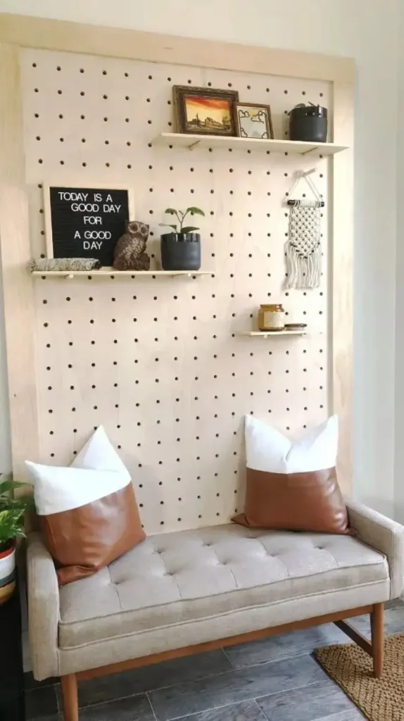 behind couch Pegboards behind couch Pegboards
