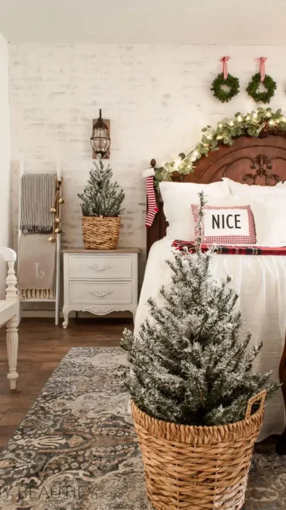 Christmas Bedroom with Rustic Warmth