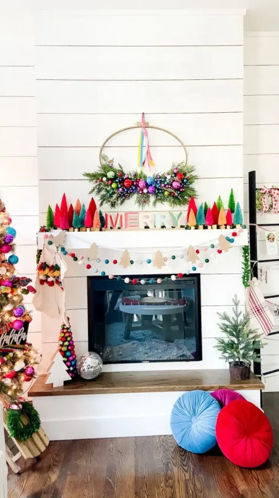Christmas Bright and Colorful Mantle