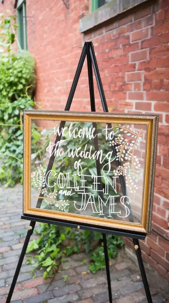 Glass Welcome Sign With Romantic Handwritten Script