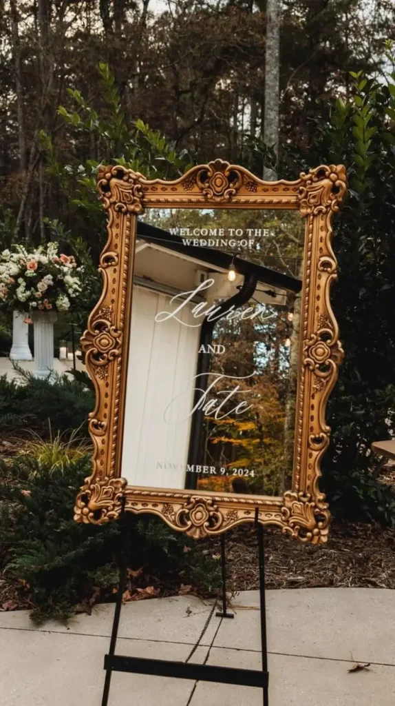 Vintage Mirror Wedding Welcome Sign