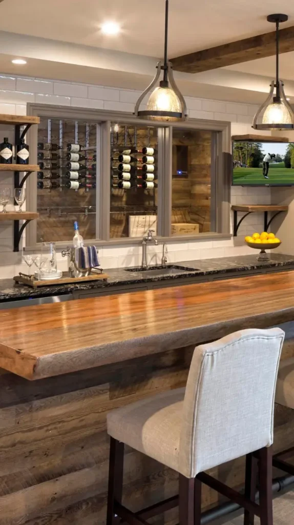 Dining Room Bar Classic Built-In Wood Bar