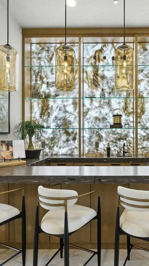 Dining Room Contemporary Glass Bar