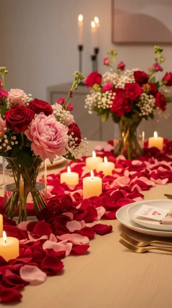 Valentine’s Table Decor Floral-Focused Love Table