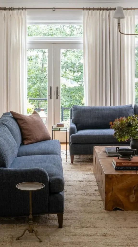 Neutral and Blue Living Room Ideas